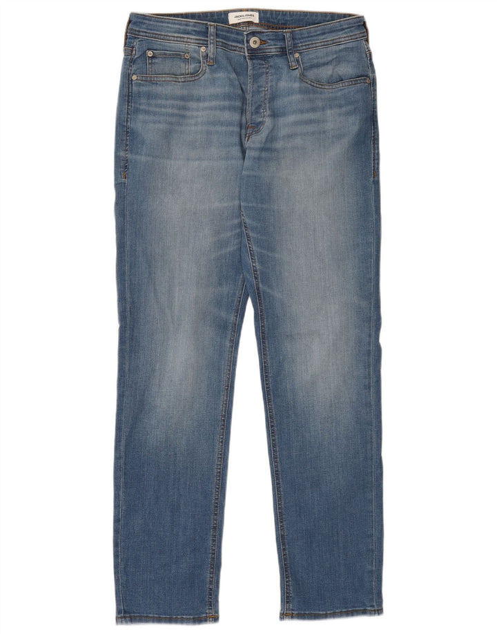 JACK & JONES Herren Straight Jeans W31 L32 Blaue Baumwolle