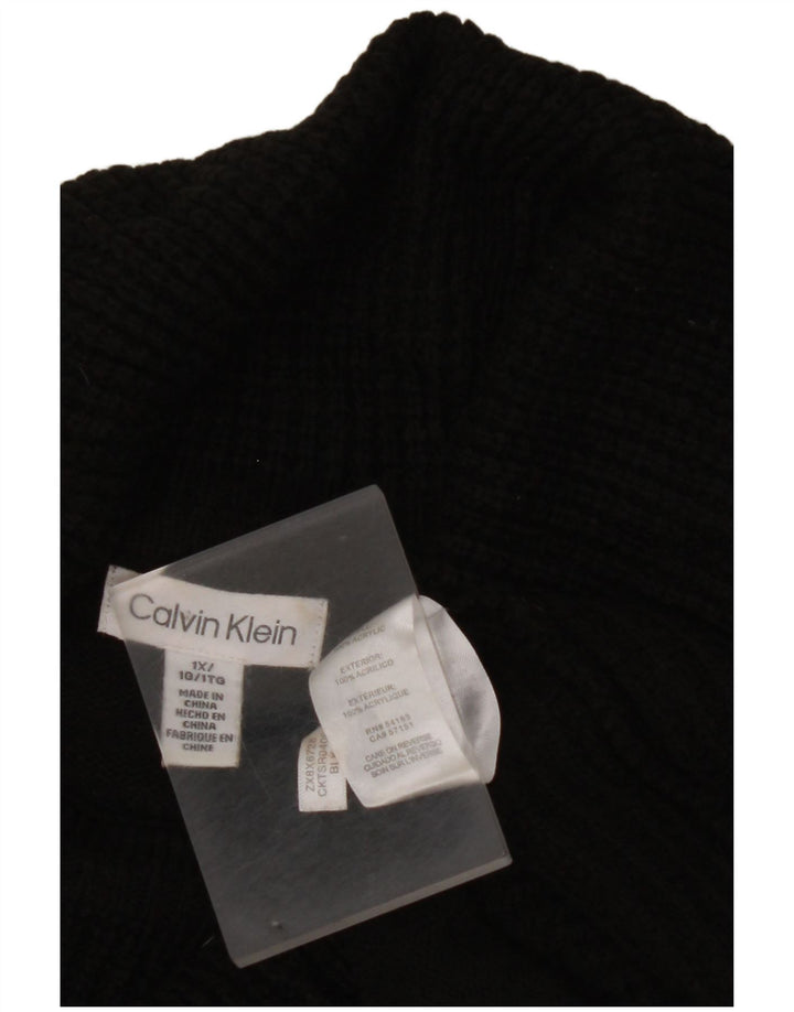 CALVIN KLEIN Damen Rollkragenpullover UK 18 XL Schwarz Acryl