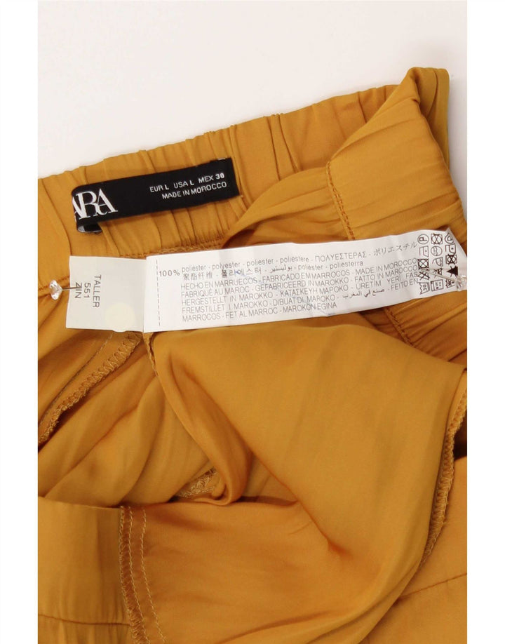 Zara Damen Crop Cargo Hose Groß W30 L23 Gelbes Polyester