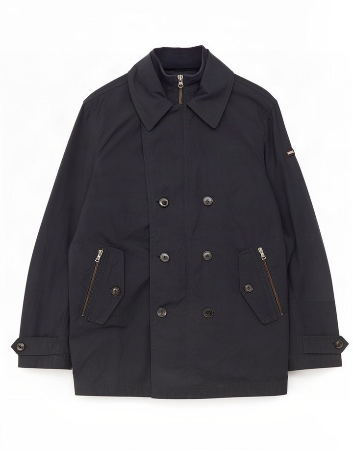 Hackett Herren-Zweireihermantel, UK 38, mittelmarineblaues Nylon