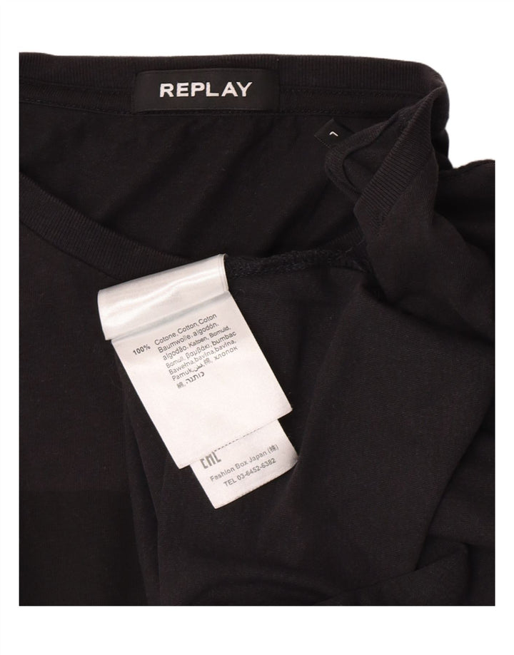 Replay Herren Graphic Top Langarm Large Schwarz Baumwolle
