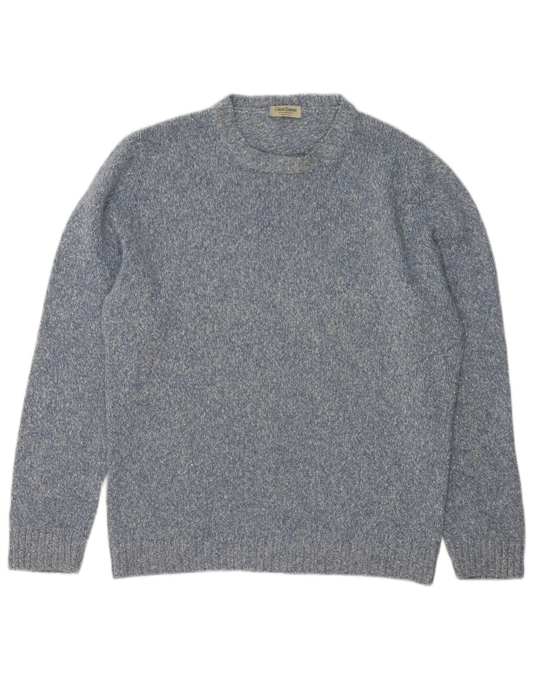 Gran Sasso Herren-Pullover mit Rundhalsausschnitt, Größe 48, mittelblau gefleckter Kaschmir