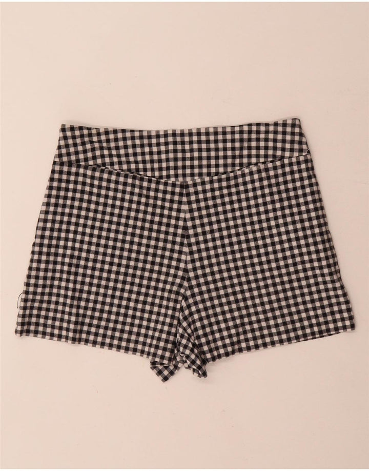 Zara Damen Trafaluc Hot Pants Medium W28 Schwarz Gingham Baumwolle