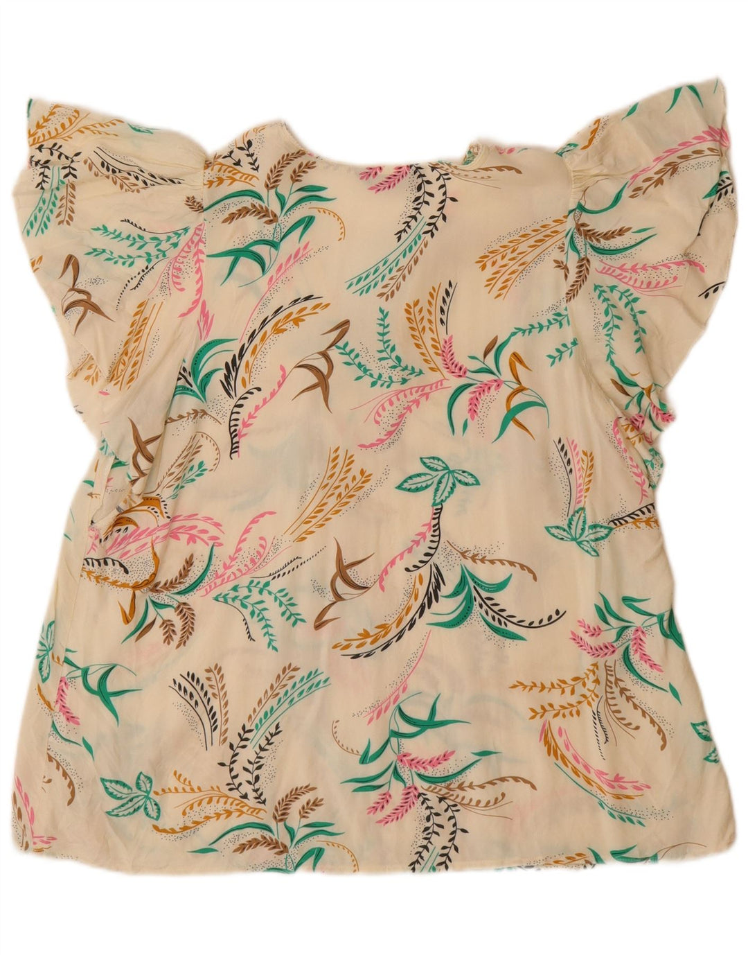Marks & Spencer Damen-Blusenoberteil, Gr. 44, groß, gebrochenes Weiß mit Blumenmuster