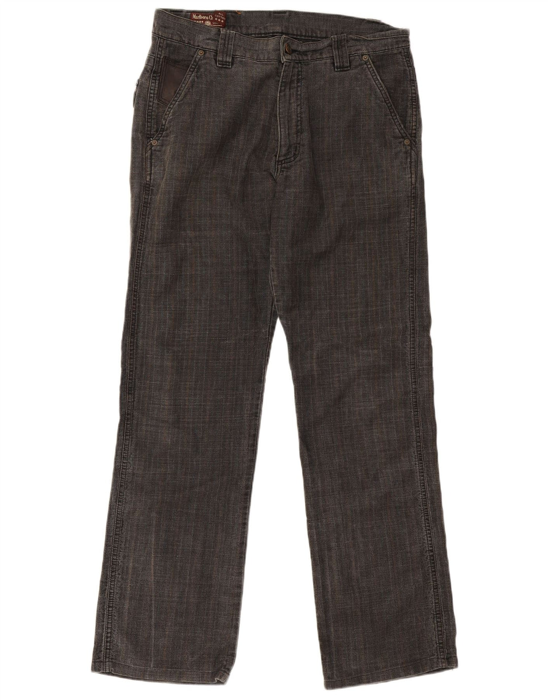 Gerade Herren-Chinohose von Marlboro Classics, W33, L31, graues Fischgrätenmuster