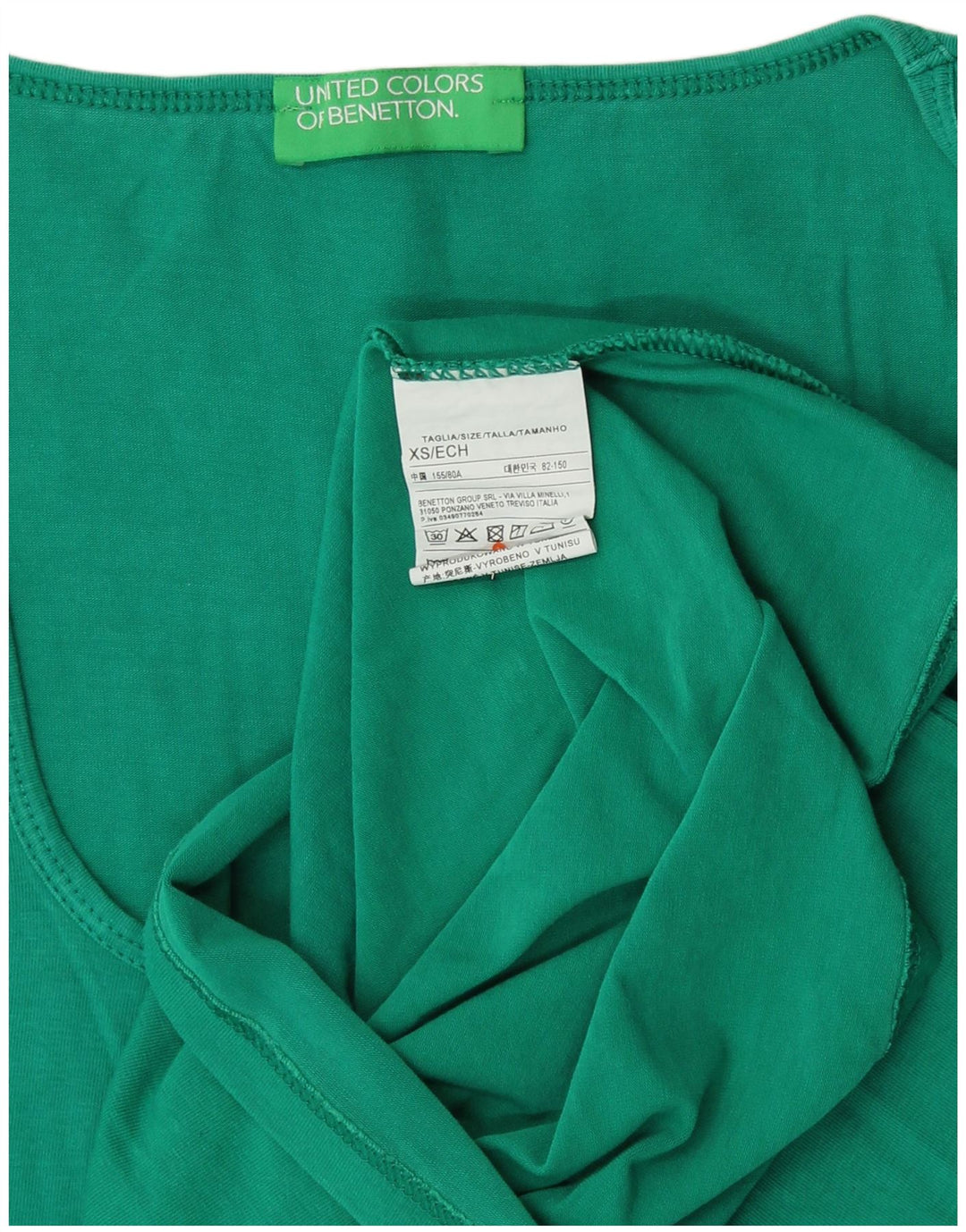 Benetton Damen Weste Top UK 6 XS Grüne Baumwolle