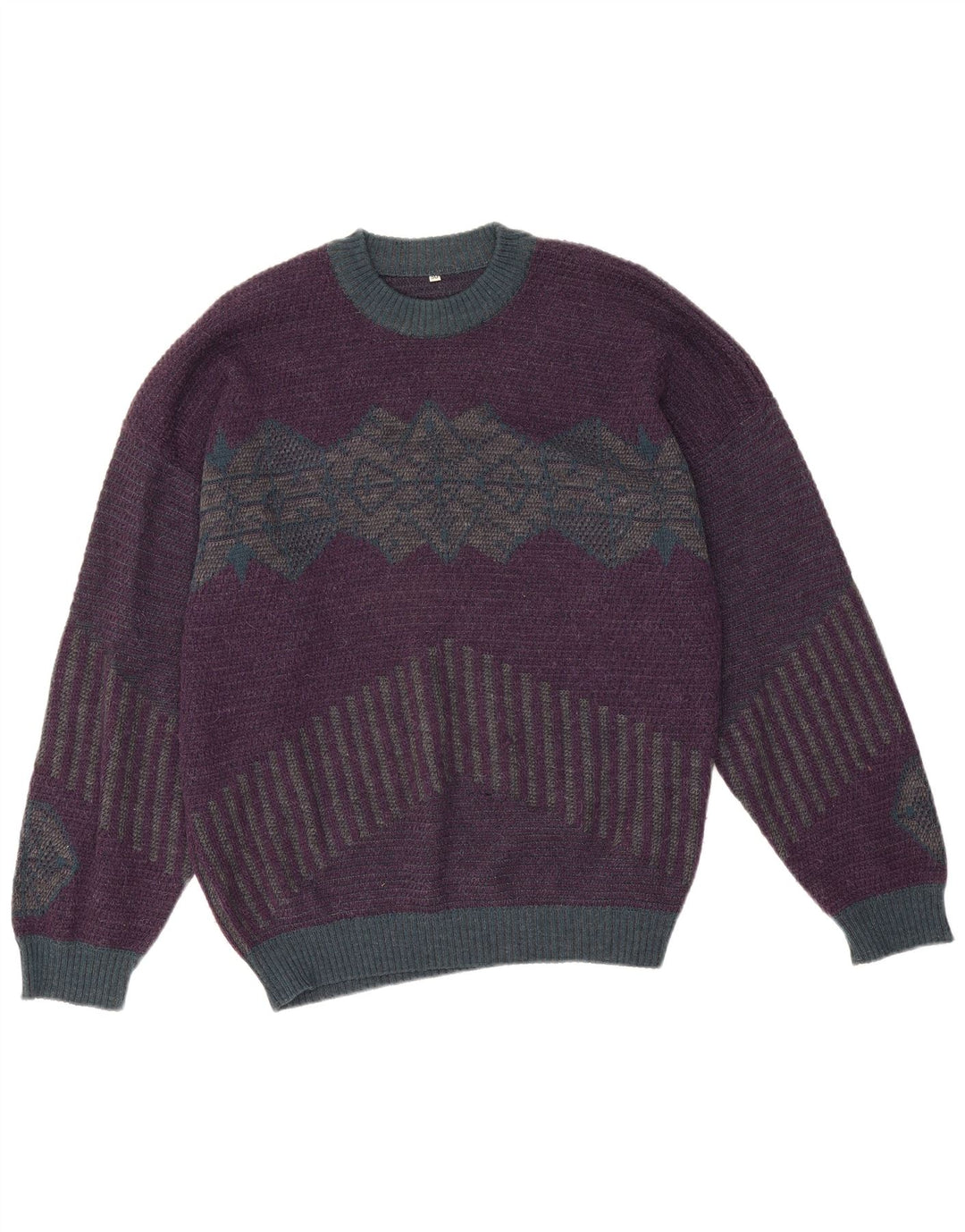 Vintage Herren Pullover mit Rundhalsausschnitt IT 50 Medium Purple Geometrisch