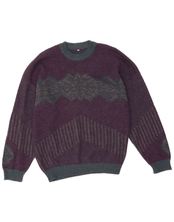 Vintage Herren Pullover mit Rundhalsausschnitt IT 50 Medium Purple Geometrisch