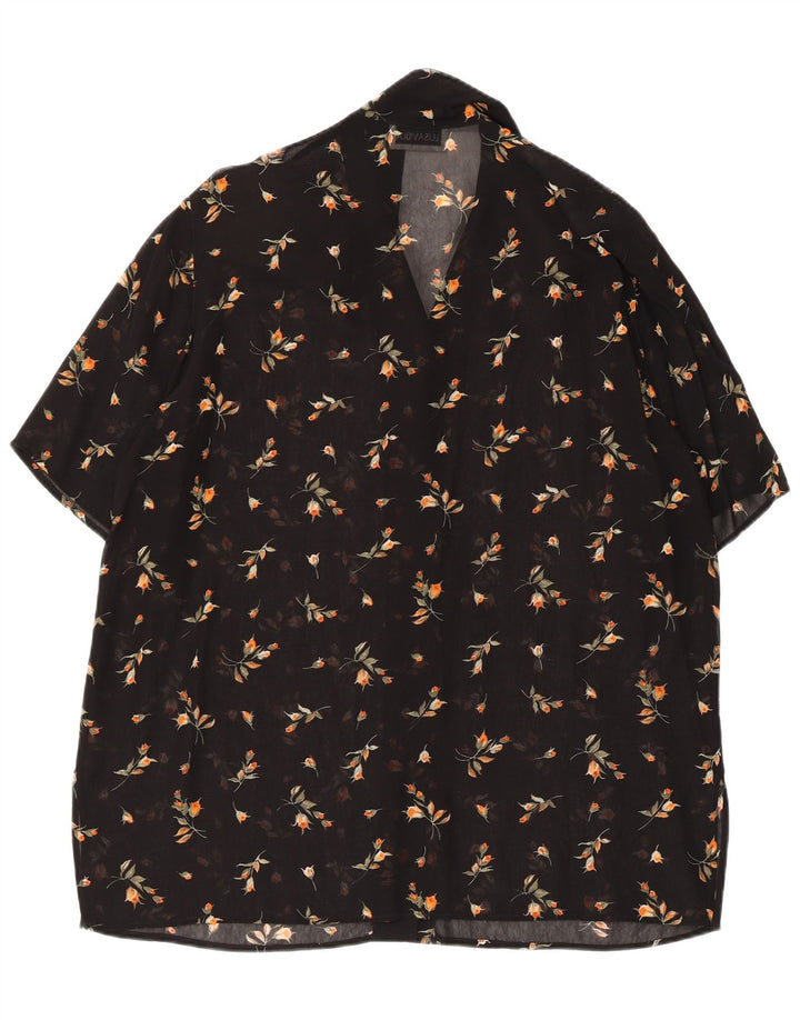 LUISA VIOLA Durchsichtige Damen-Hemdbluse UK 20 2XL Schwarz geblümt