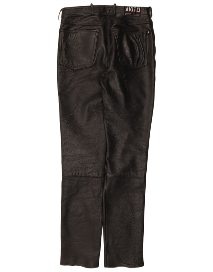 Akito Herren Slim Lederhose W32 L34 Schwarzes Leder