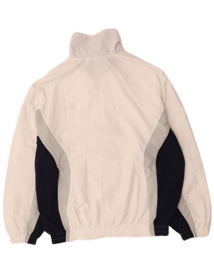 Ellesse Herren-Trainingsanzug-Top-Jacke, UK 40, mittelweißes Farbblock-Polyester