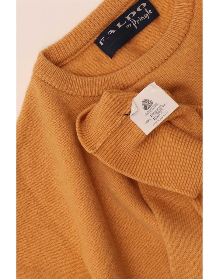 Pringle Herren-Pullover mit Rundhalsausschnitt, XL, gelbe Lammwolle