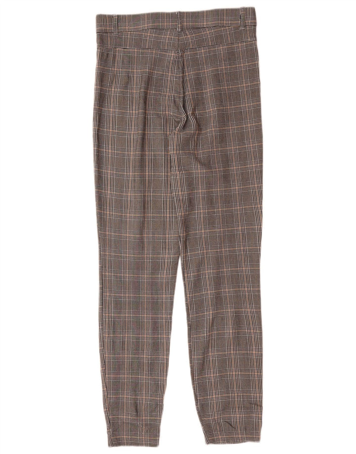 Schmale Freizeithose für Damen von Zara, mittelgroß, W28, L28, graue Hahnentritt-Viskose