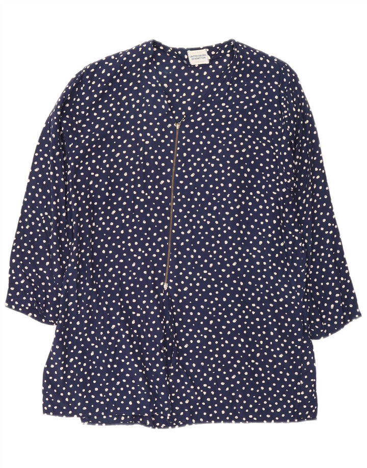 Übergroßes Tunika-Oberteil für Damen von Benetton IT 44 Medium Navy Blue Spotted