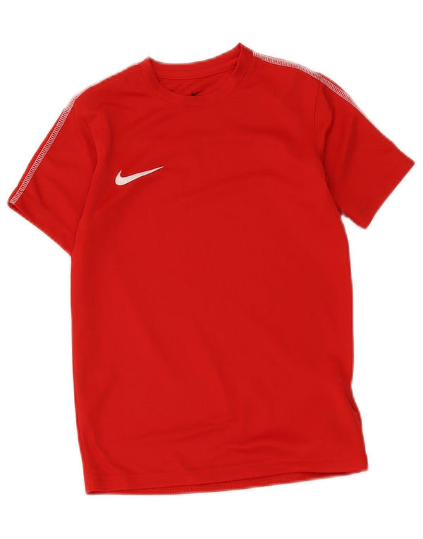 Nike Boys Dri Fit T-Shirt Top 8-9 Years Small Red Polyester