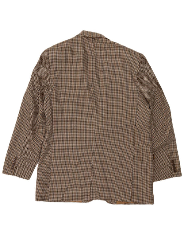 Marks & Spencer Herren Longline Blazer Jacke UK 42 Large Beige Houndstooth