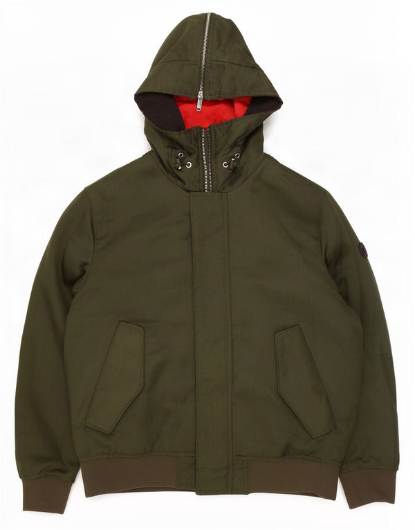 Armani Herren-Bomberjacke mit Kapuze, UK 40, großes Khaki-Polyester