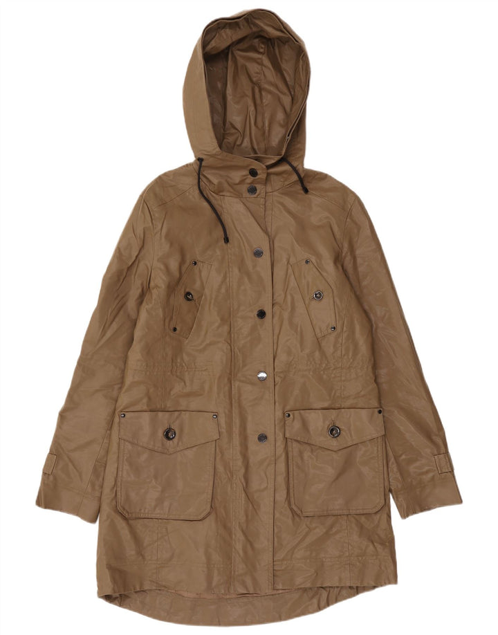 Massimo Dutti Damen-Regenmantel mit Kapuze, UK 14, Mittelbraun