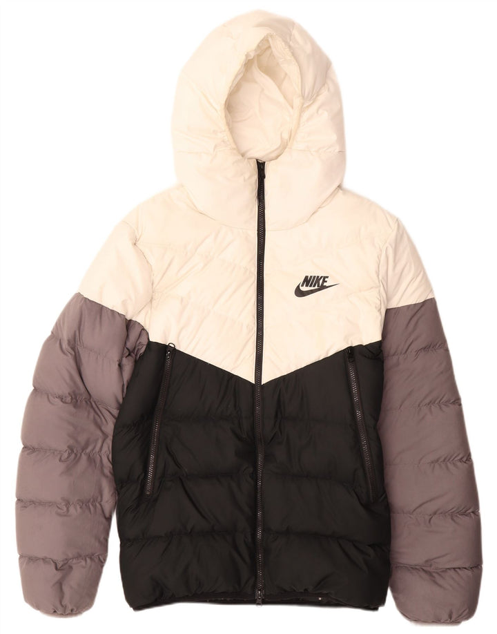 NIKE Herren-Jacke mit Kapuze, gepolstert, Größe 36, klein, mehrfarbig, Farbblock