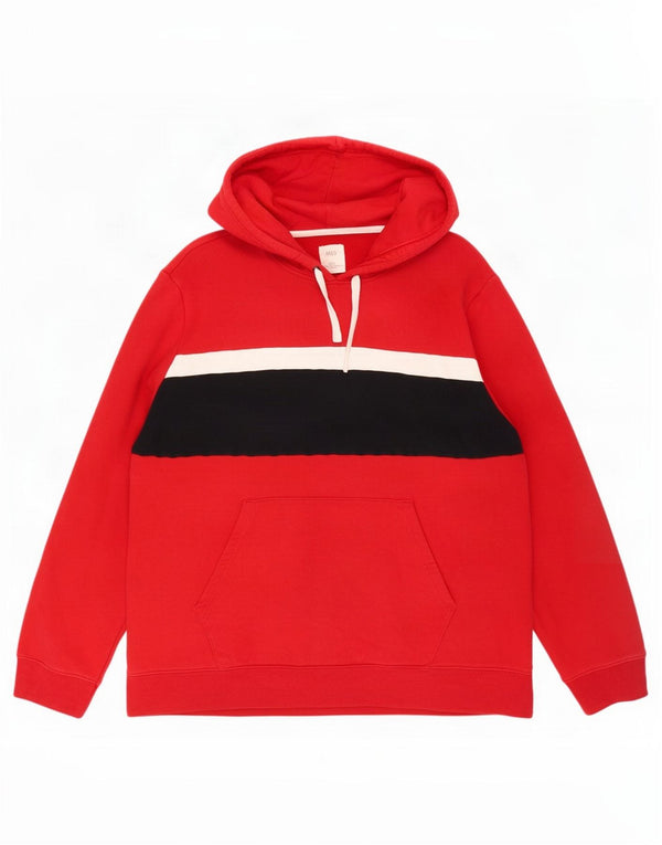 Marks & Spencer Herren-Kapuzenpullover, 3XL, rote Farbblock-Baumwolle