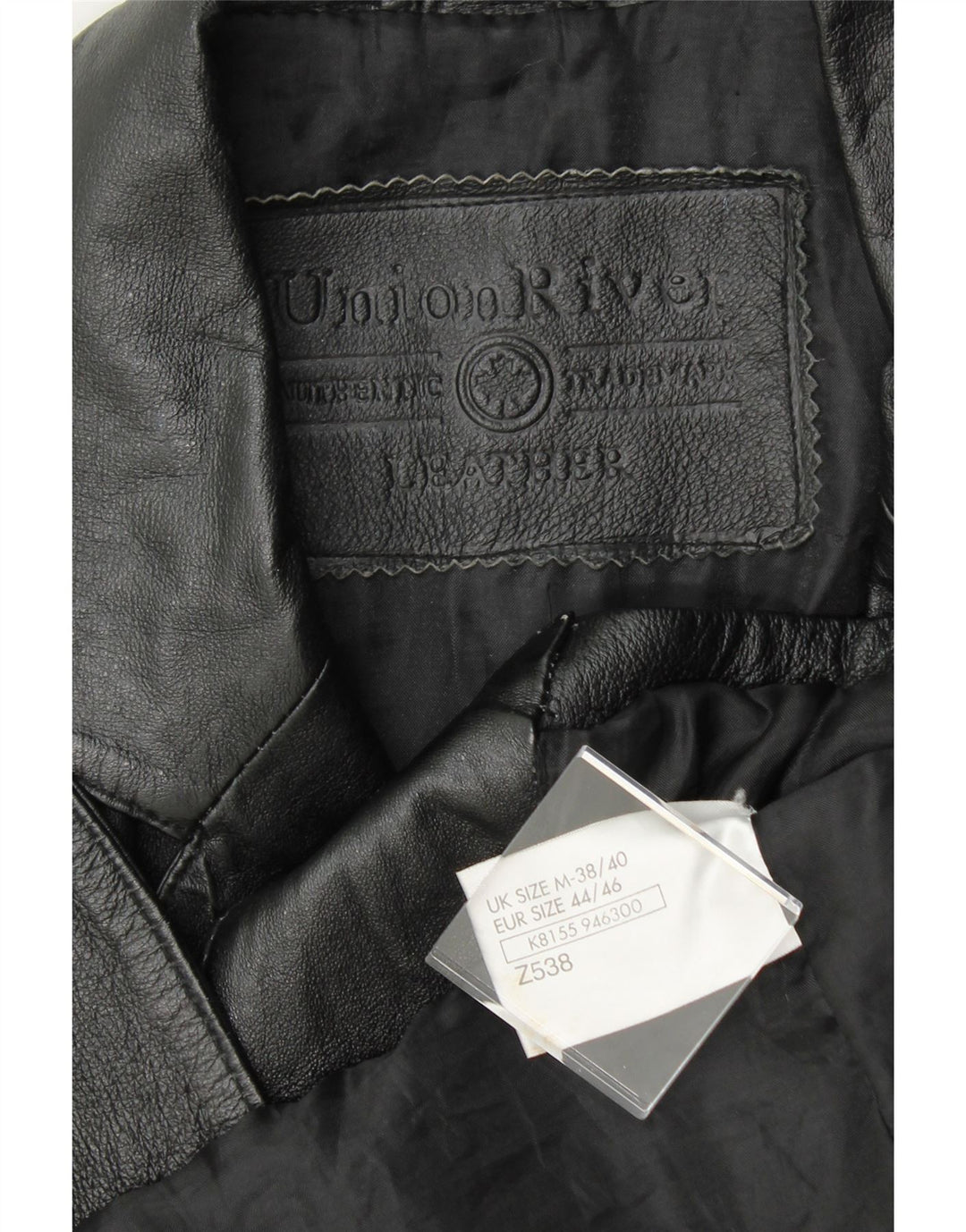 UNION RIVER Mens Leather Jacket UK 38/40 Medium Black Leather Vintage Union River and Second-Hand Union River from Messina Hembry 