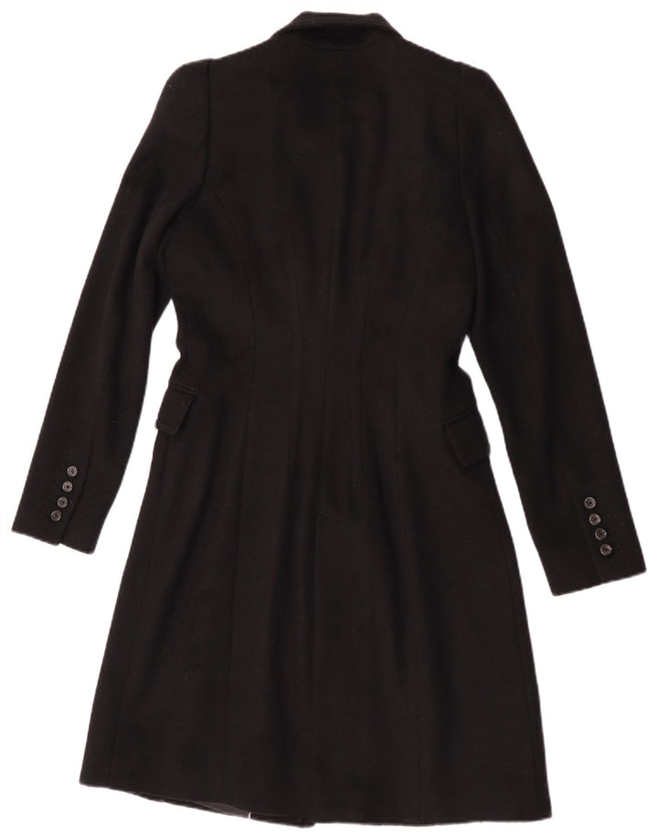 Zara Damen Zweireihiger Mantel UK 10 Small Schwarze Wolle
