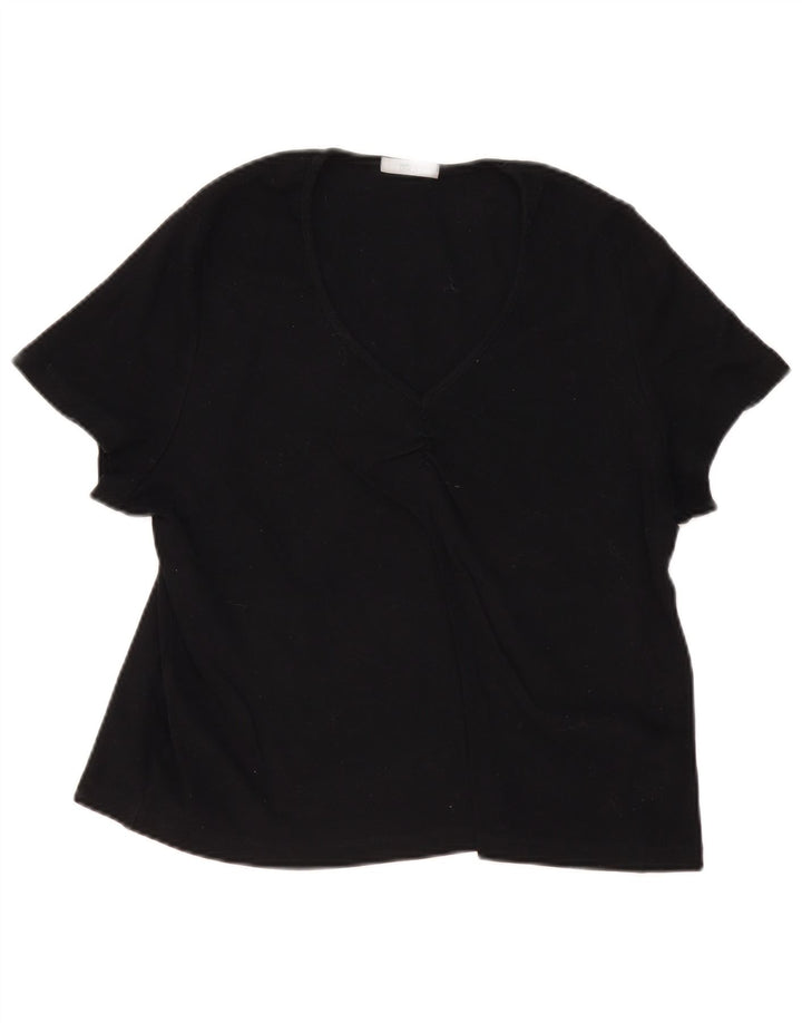 Marks & Spencer Damen Bluse Top UK 22 3XL Schwarz Baumwolle