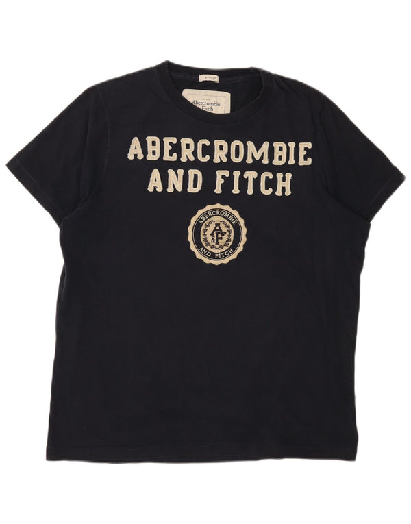 Abercrombie & Fitch Damen Muscle Fit Graphic T-Shirt Top XL Marineblau