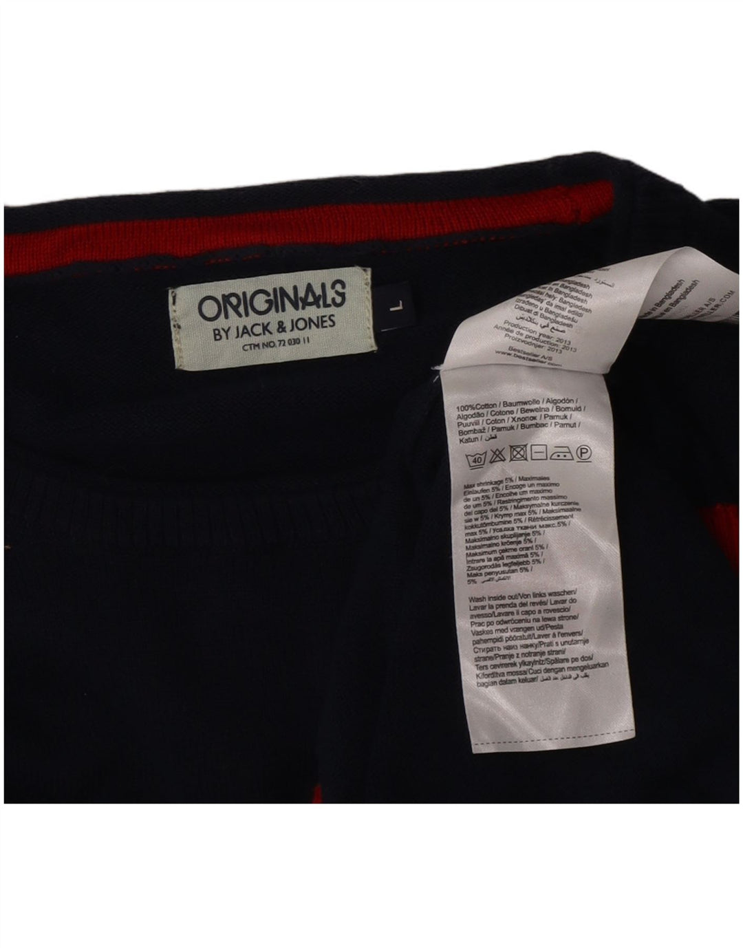 Jack & Jones Herren-Pullover mit Rundhalsausschnitt, groß, Marineblau, Farbblock