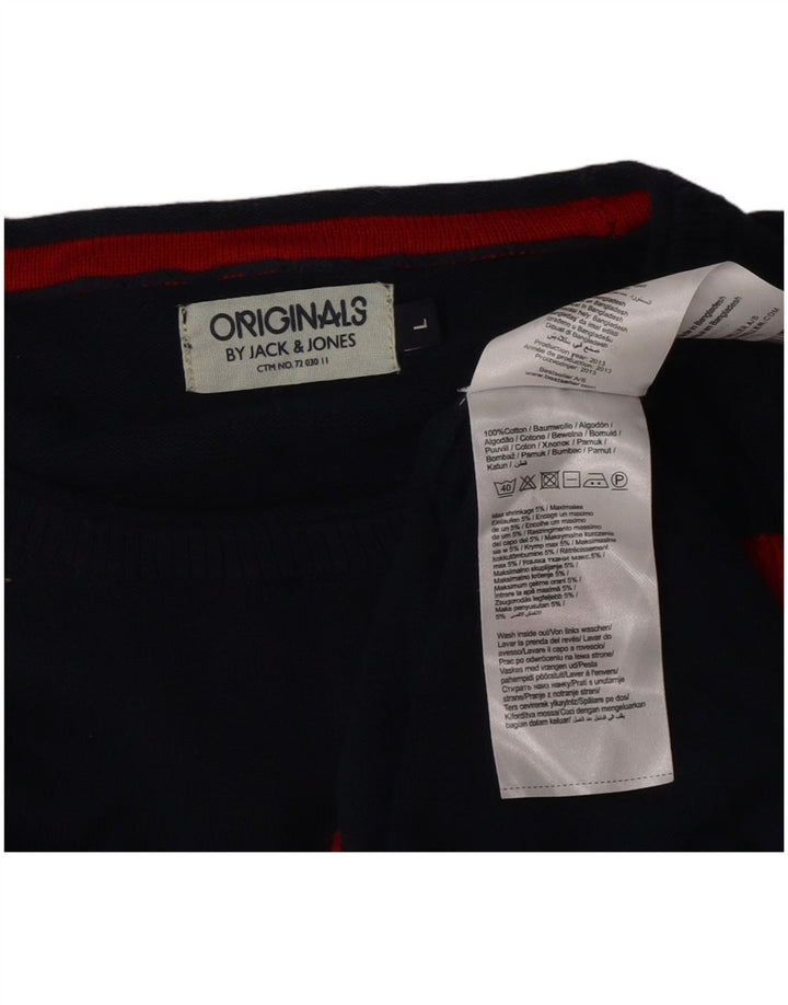 Jack & Jones Herren-Pullover mit Rundhalsausschnitt, groß, Marineblau, Farbblock