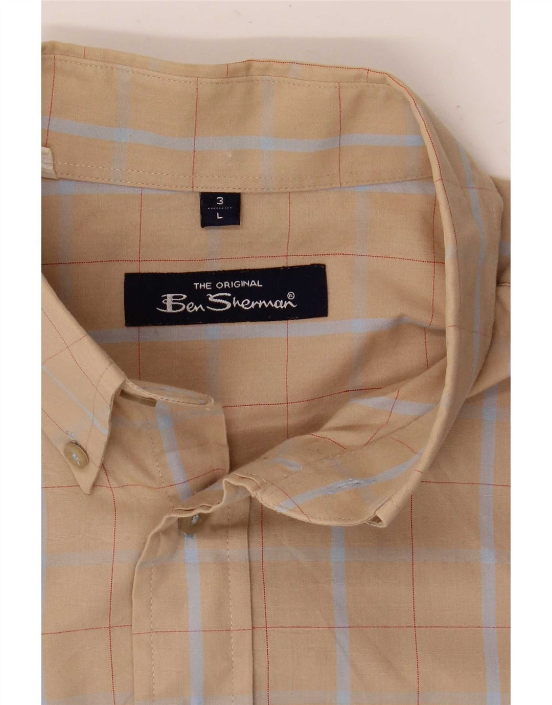 Ben Sherman Herren-Kurzarmhemd, groß, beige kariert