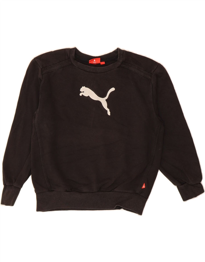 PUMA Girls Graphic Sweatshirt Jumper 9-10 Years Medium Black Cotton Vintage Puma and Second-Hand Puma from Messina Hembry 