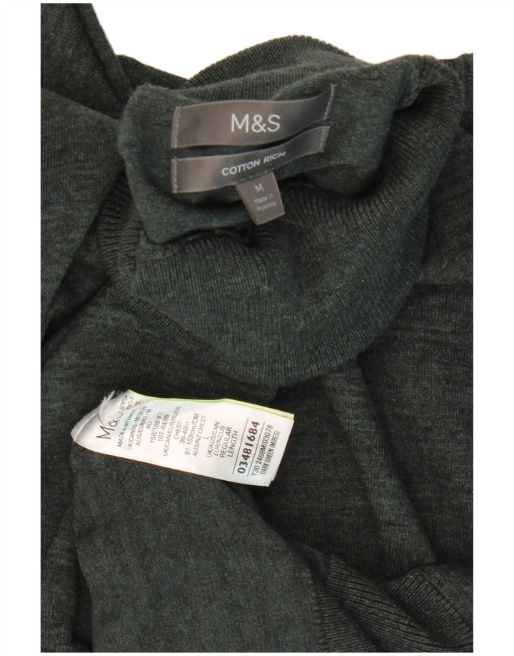 Marks & Spencer Herren-Pullover mit Rollkragen, mittelgrau, gestreift, Baumwolle