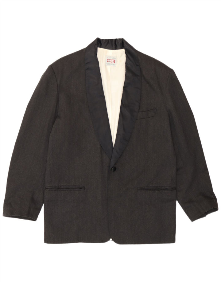 Sisley Herren-Blazer mit 1 Knopf, UK 38, mittelgraues Polyester