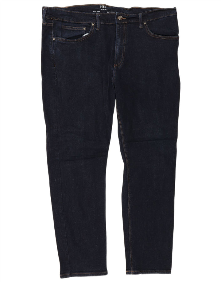 Marks & Spencer Herren Slim Jeans W38 L29 Marineblau Baumwolle