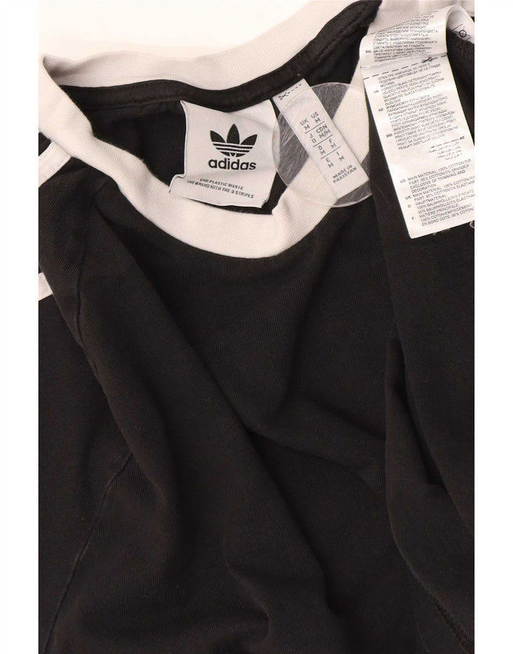 Adidas Herren-Top, langärmelig, mittelschwarz, Colourblock-Baumwolle