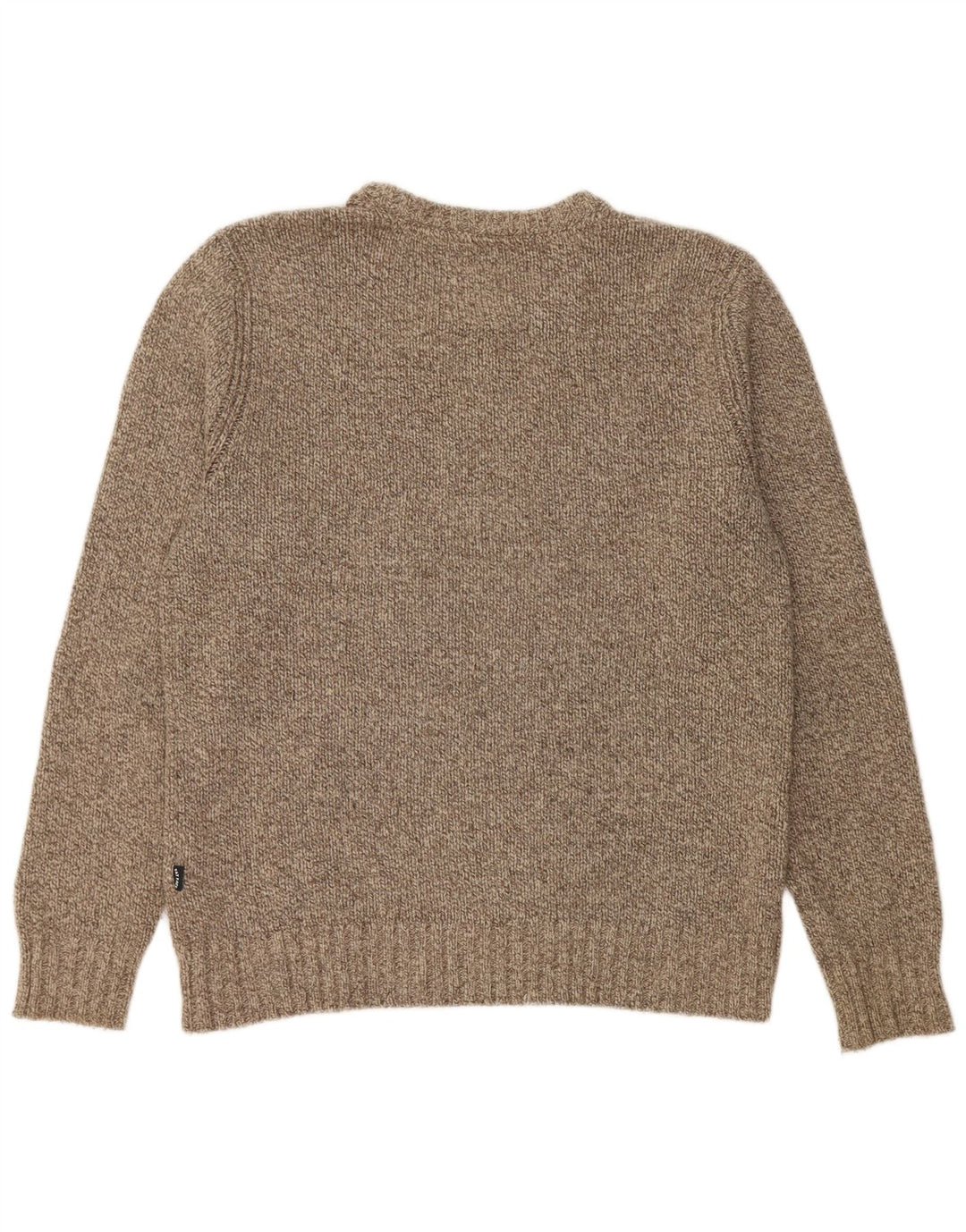 Fat Face Herren-Pullover mit Rundhalsausschnitt, mittelgrau gesprenkelte Wolle