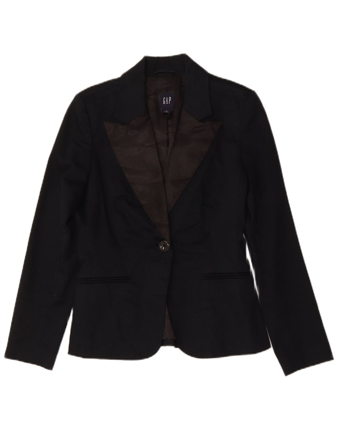 Gap Damen-Blazerjacke mit 1 Knopf, US 6, mittelmarineblaue Baumwolle