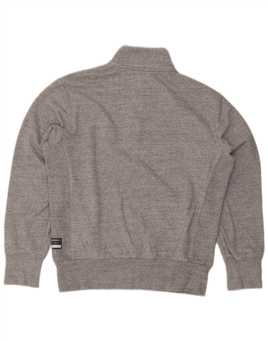 Superdry Herren-Sweatshirt mit Reißverschluss am Hals, Mittelgrau gesprenkelte Baumwolle