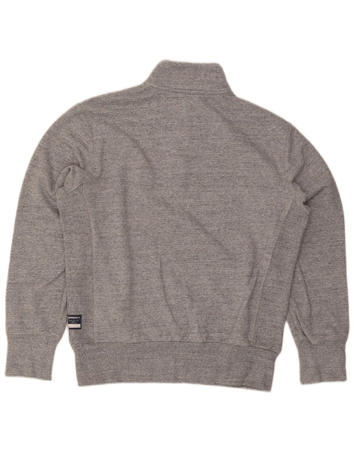 Superdry Herren-Sweatshirt mit Reißverschluss am Hals, Mittelgrau gesprenkelte Baumwolle