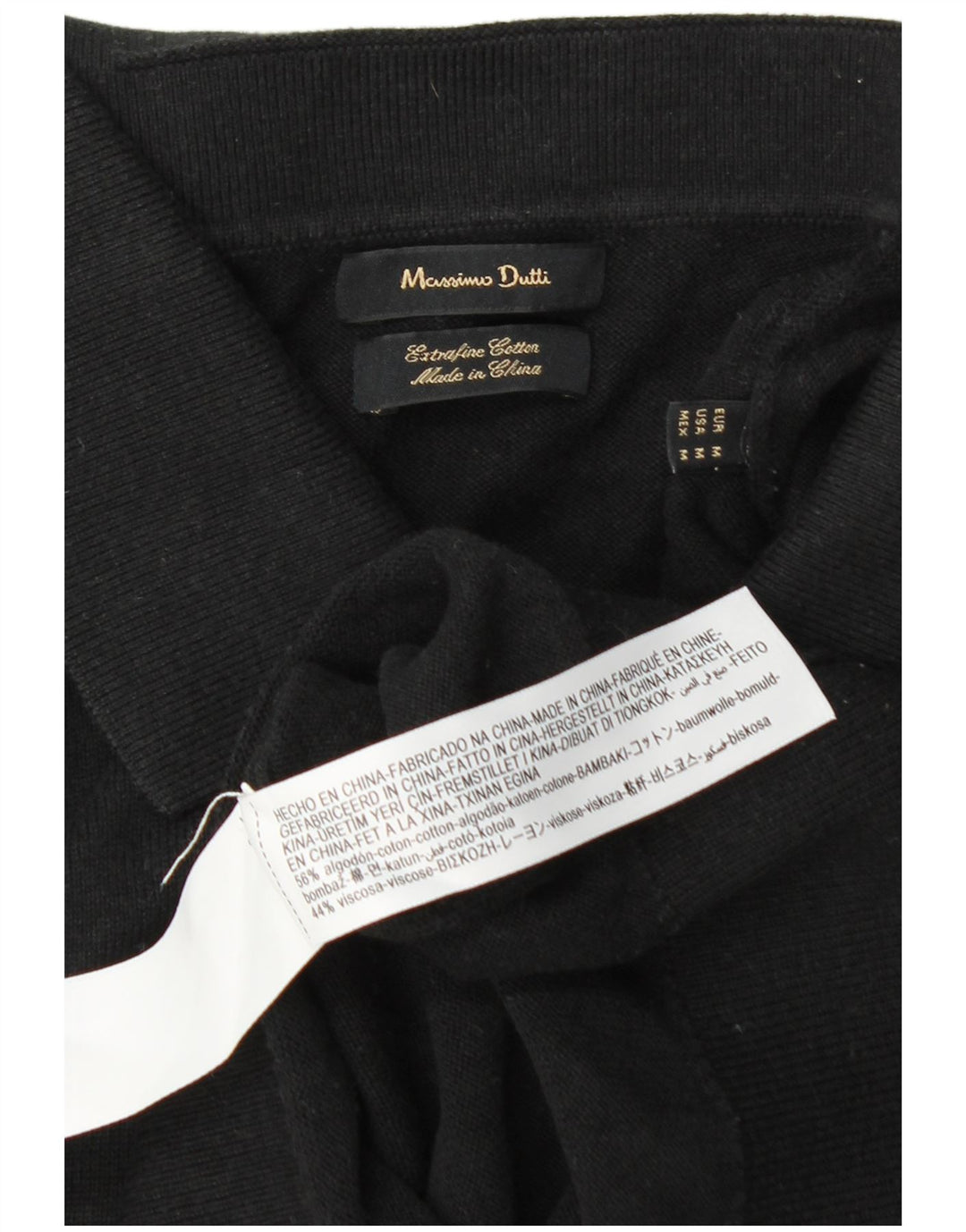 Massimo Dutti Herren-Pullover mit Rollkragen, Mittelschwarz, Baumwolle