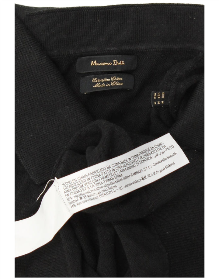 Massimo Dutti Herren-Pullover mit Rollkragen, Mittelschwarz, Baumwolle