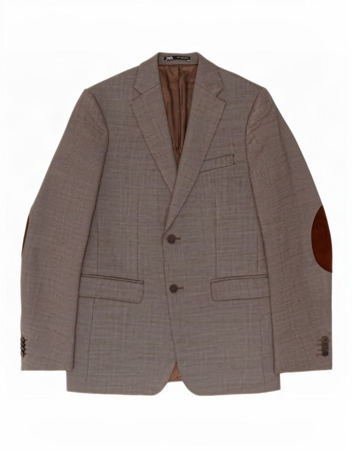 Zara Herren-Blazer mit 2 Knöpfen, EU 50, mittelgraues Polyester