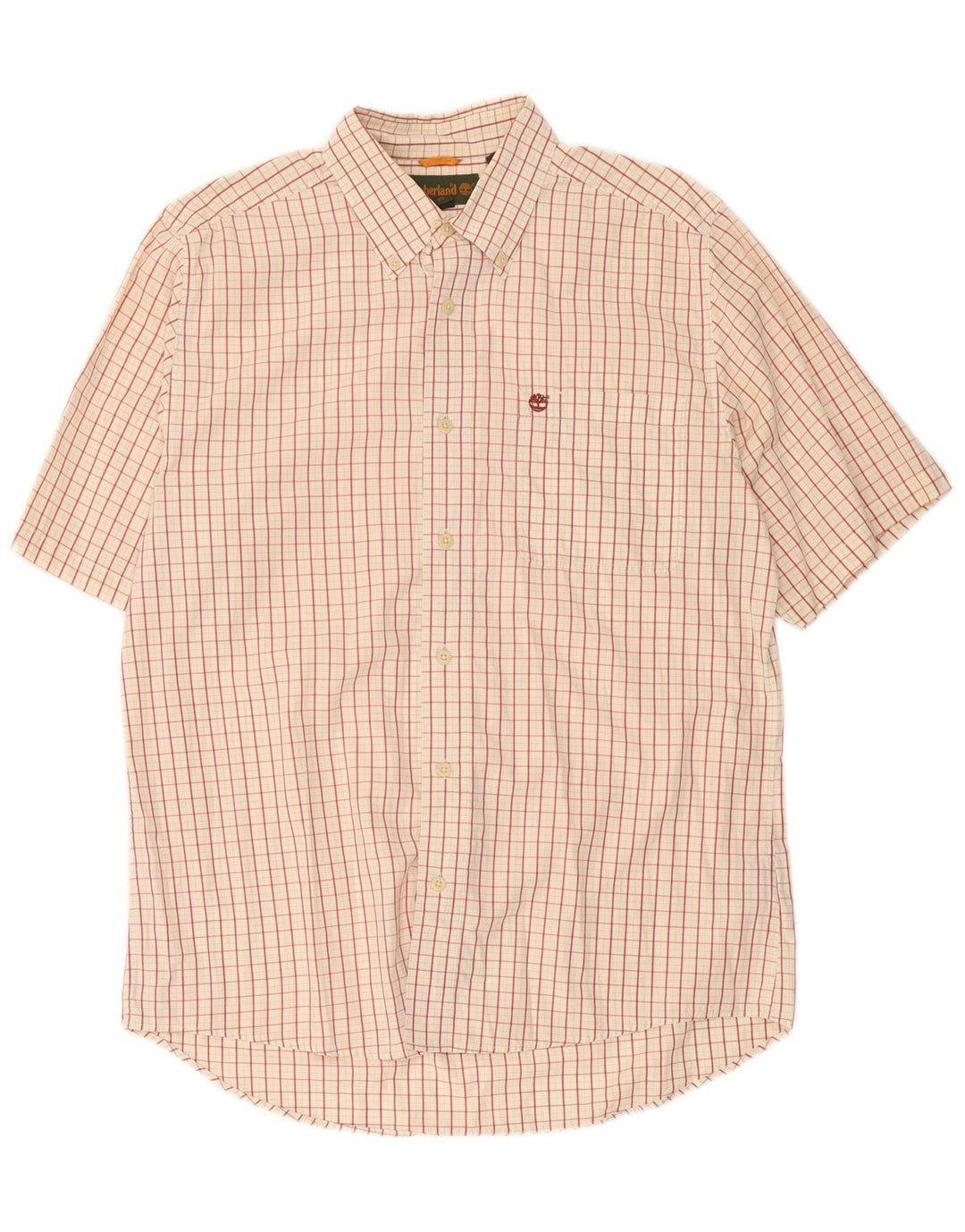 Timberland Herren Kurzarmhemd mittelbeige karierte Baumwolle