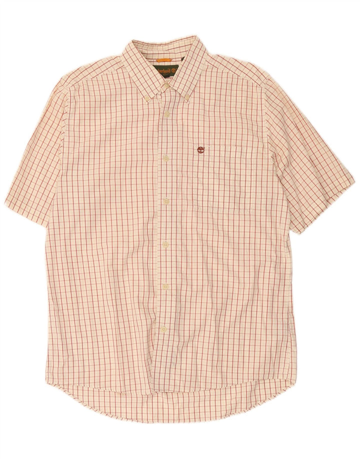 Timberland Herren Kurzarmhemd mittelbeige karierte Baumwolle