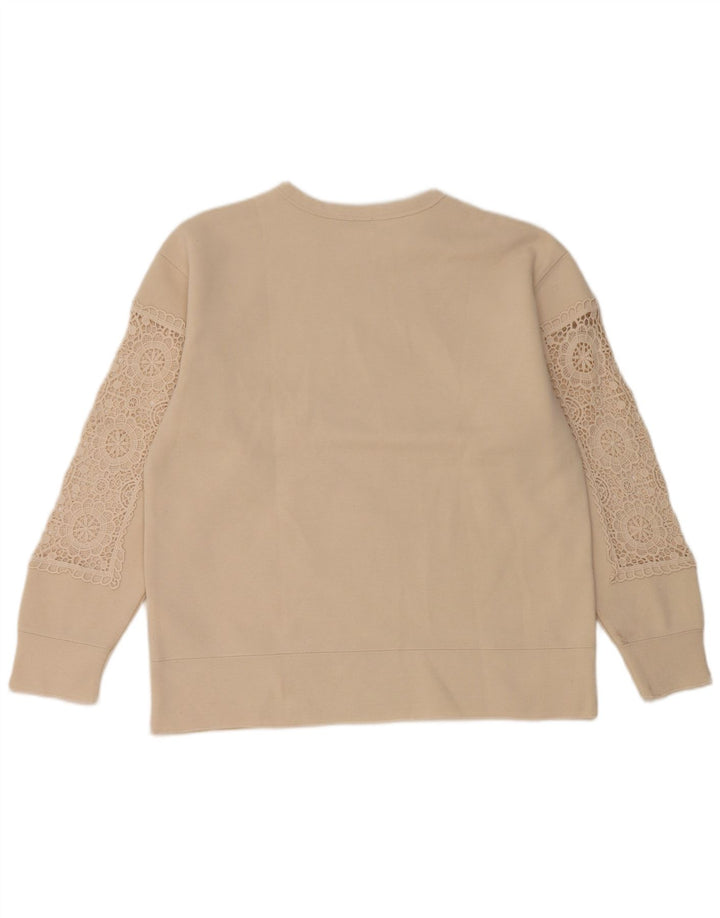 Zara Damen-Sweatshirt in Übergröße, Größe S, Beige, Polyester