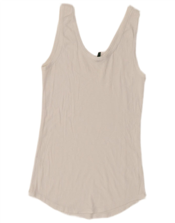 Benetton Damen Grafik-Trägershirt UK 6 XS Weiß