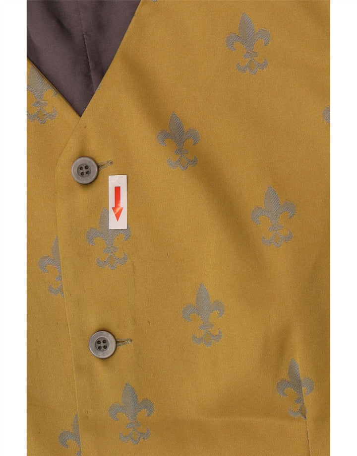 Vintage Herren Weste mit abstraktem Muster, Mittelgelb, Ikat