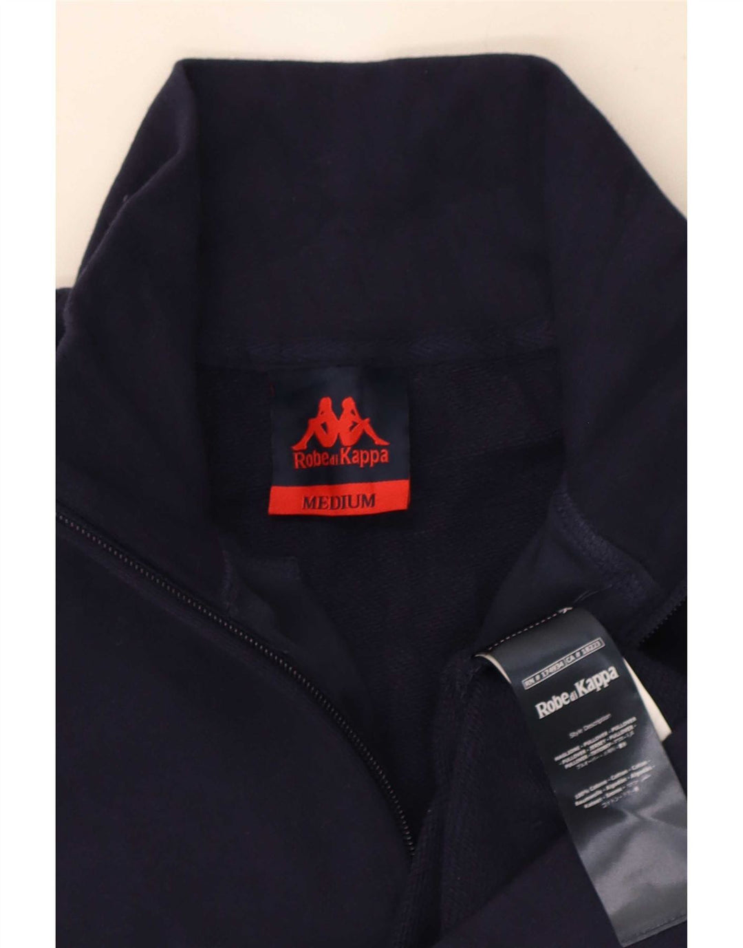 Kappa Herren-Sweatshirt mit grafischem Reißverschluss, mittlerer marineblauer Baumwolle