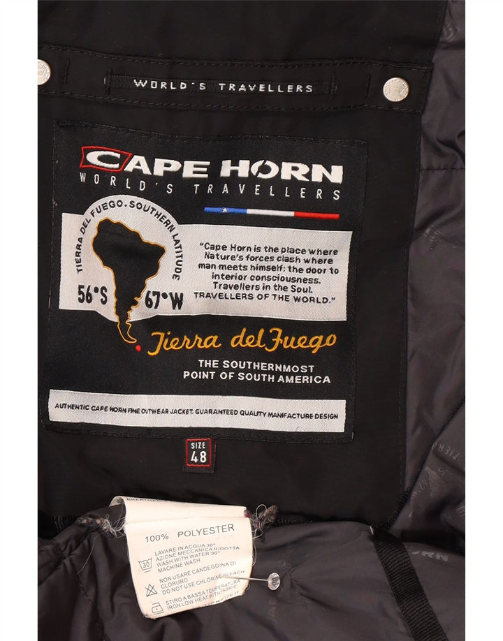 Cape Horn Herren-Windbreaker-Mantel mit Kapuze, Größe 48, mittelschwarzes Polyester